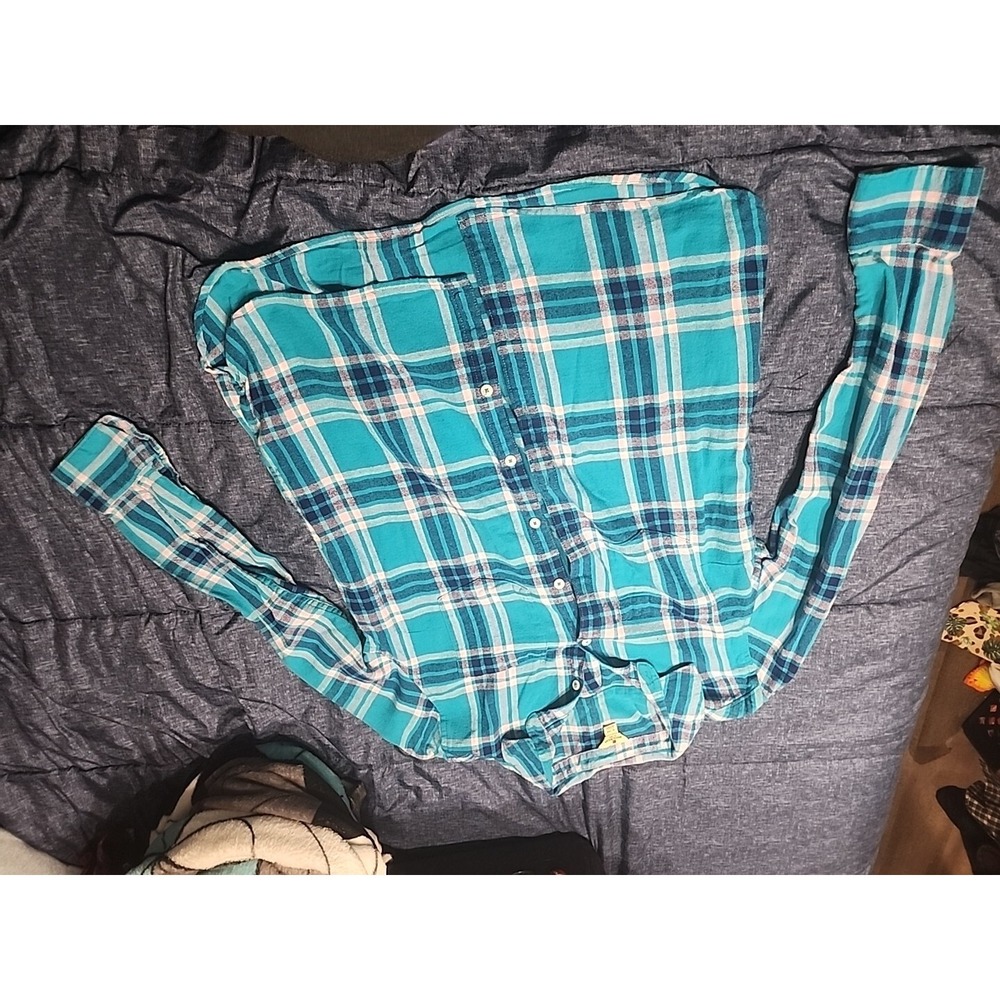 Woolrich‎ Button Up Long Sleeve Flannel Shirt Womans XSBlue Plaid